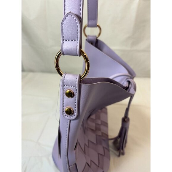 Mello World PURPLE BASKET WEAVE BUCKET BAG Purse/ Shoulder Bag - Picture 9 of 14